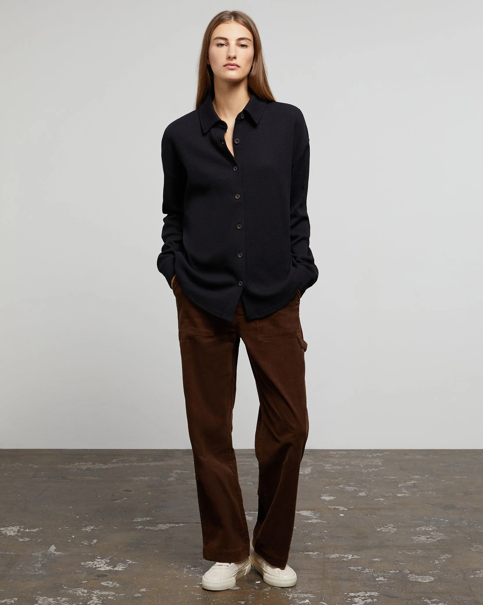Womens | Wide Leg Corduroy Carpenter Pant | Bison - Image 5