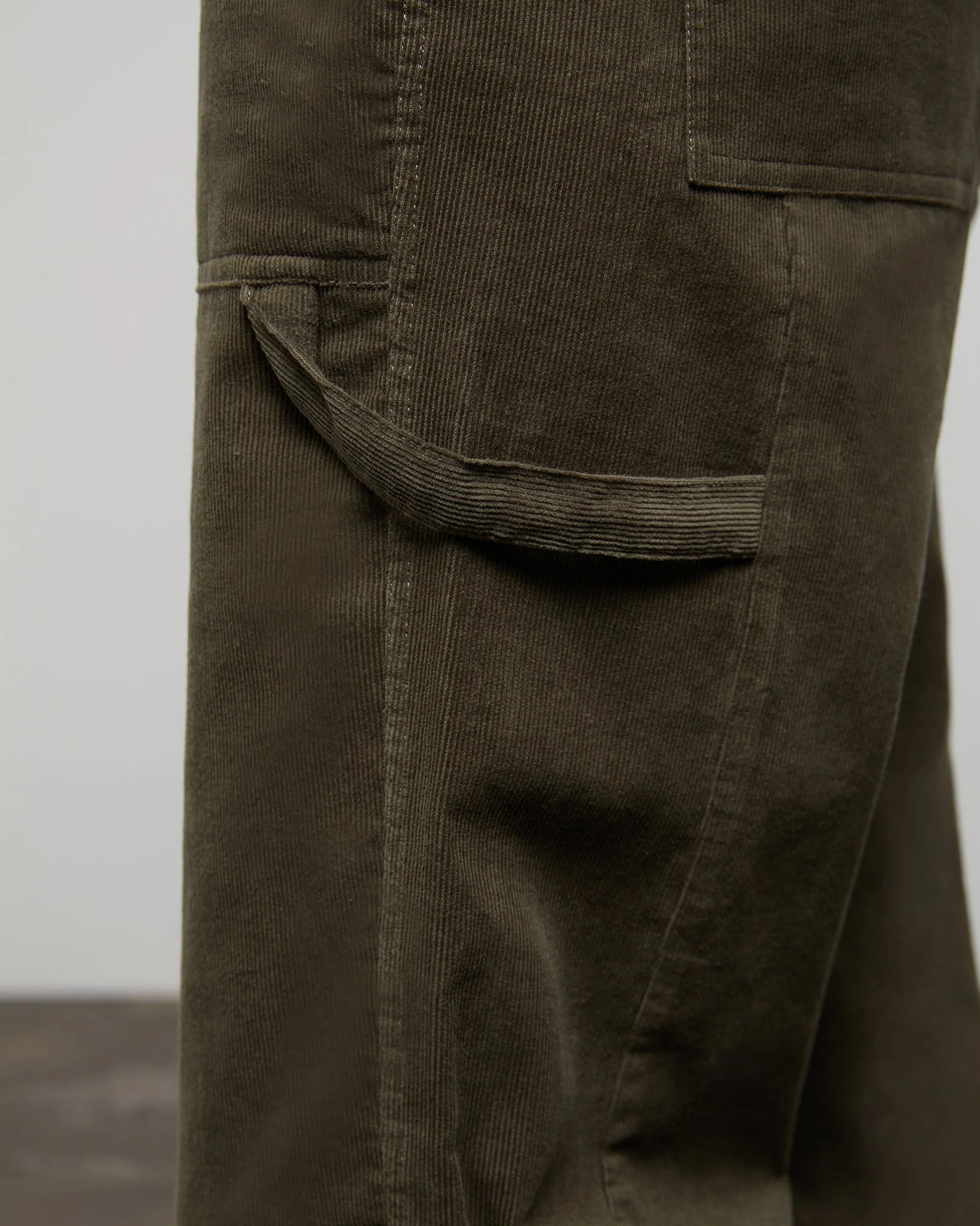 Womens | Wide Leg Corduroy Carpenter Pant | Dusty-Olive - Image 5