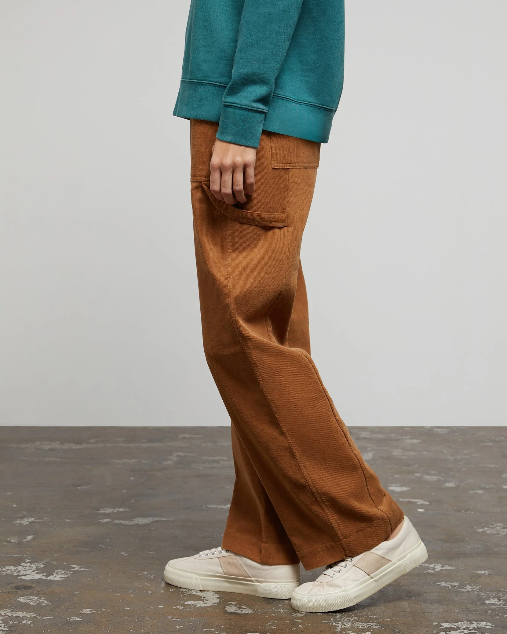 Womens | Wide Leg Corduroy Carpenter Pant | Dusty-Olive - Image 8