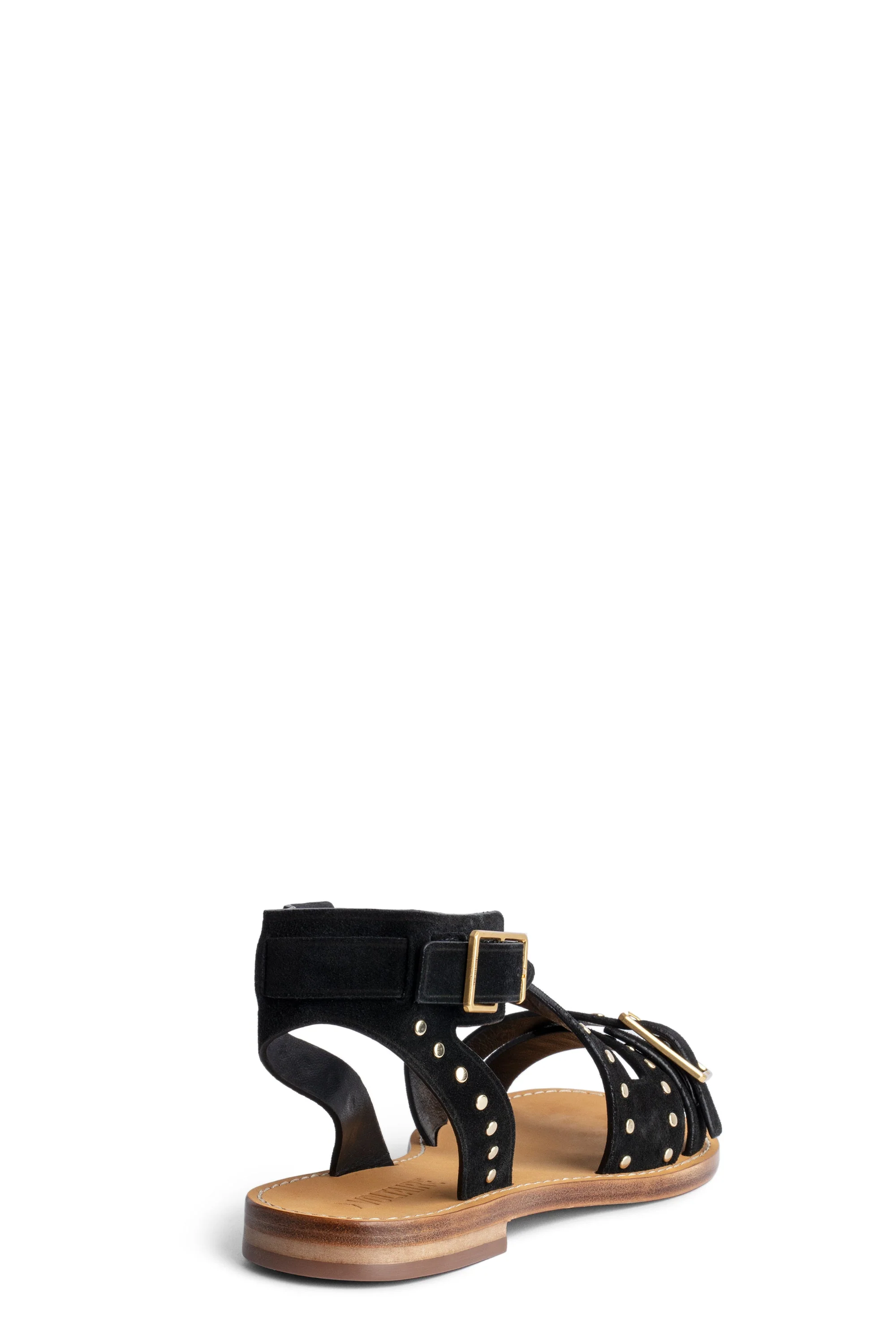 Cecilia Caprese Suede + Studs Flat Sandal | Black - Image 5