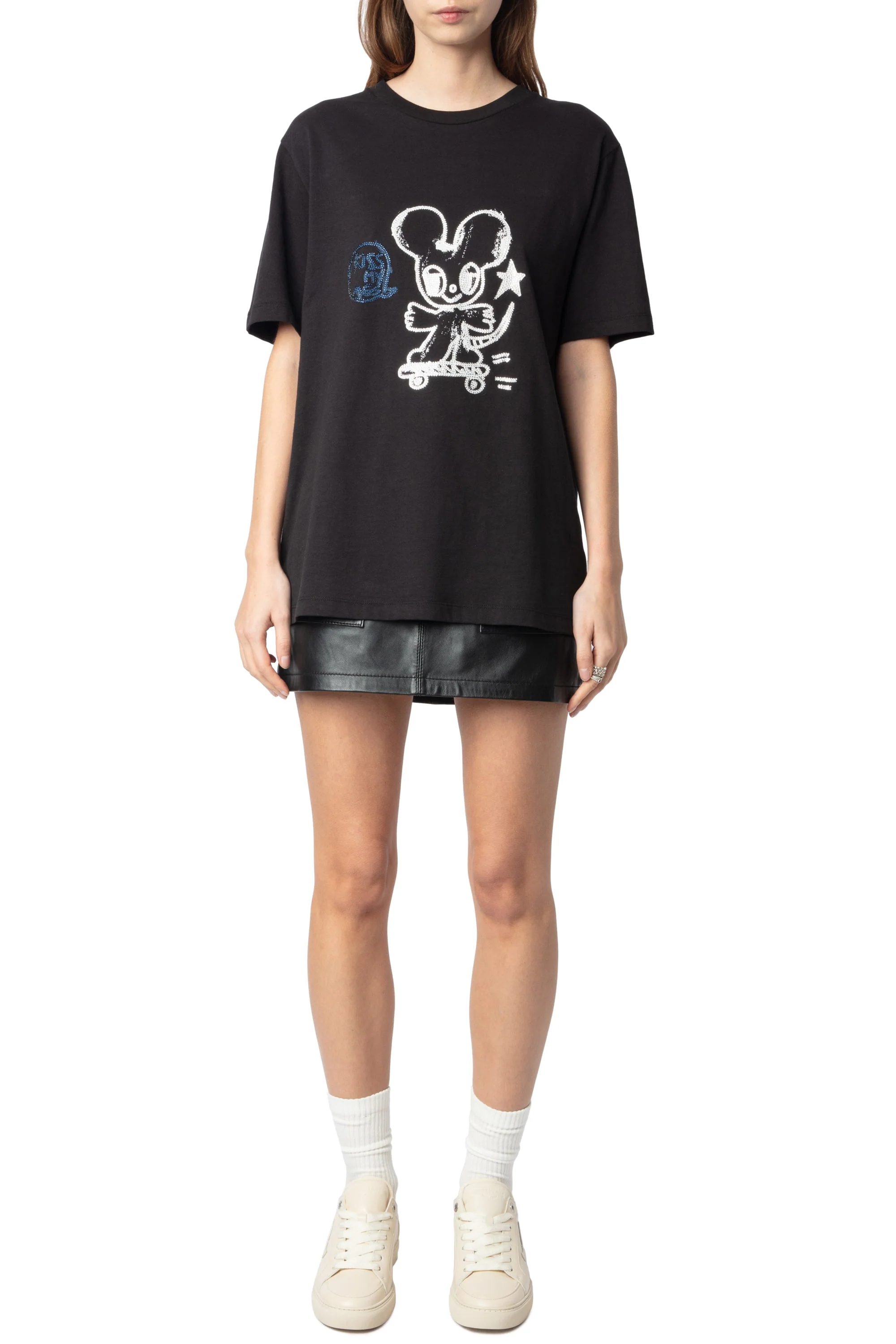 Edwin BC Happy Mouse Strass T-Shirt | Black - Image 2