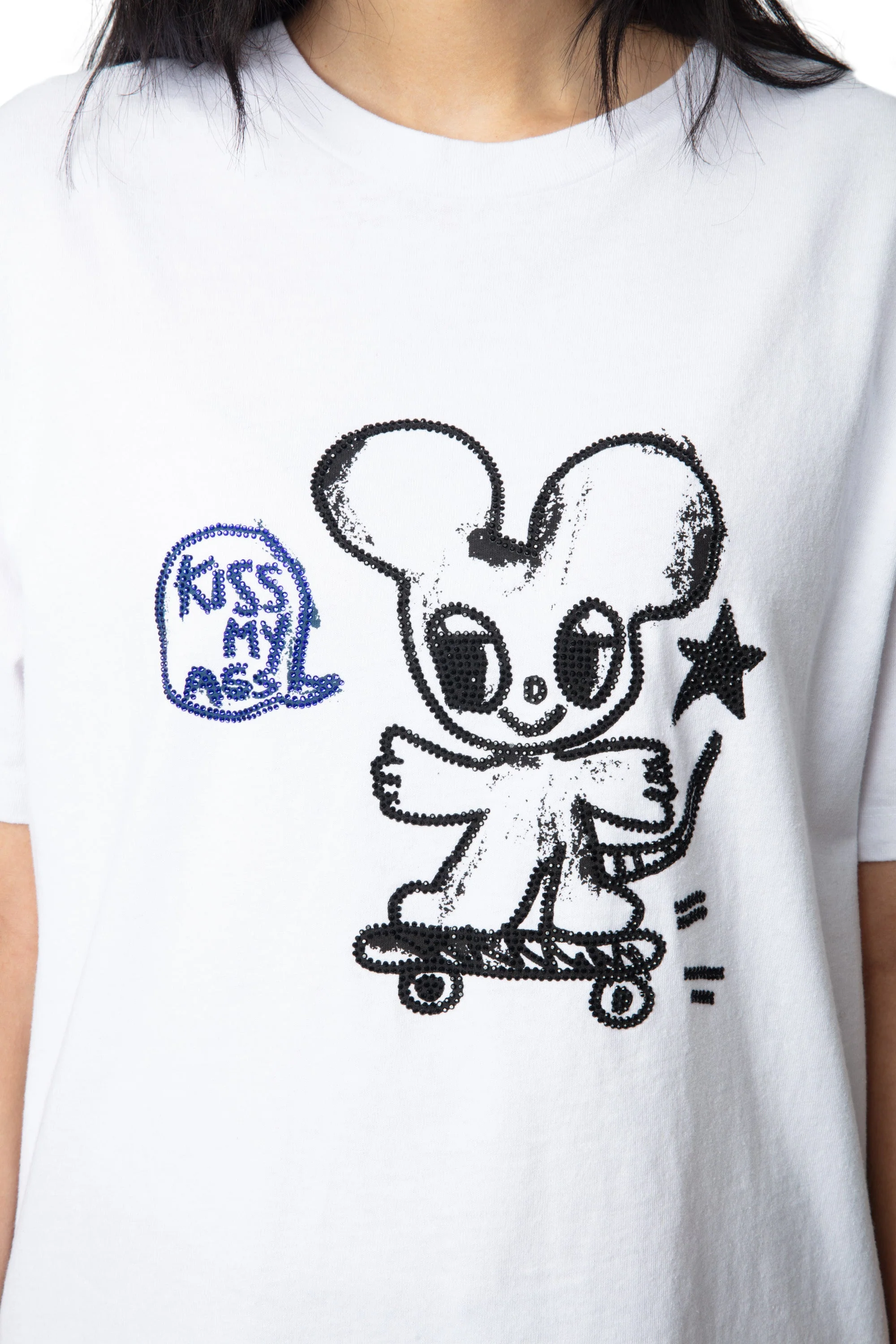 Edwin BC Happy Mouse Strass T-Shirt | White - Image 3