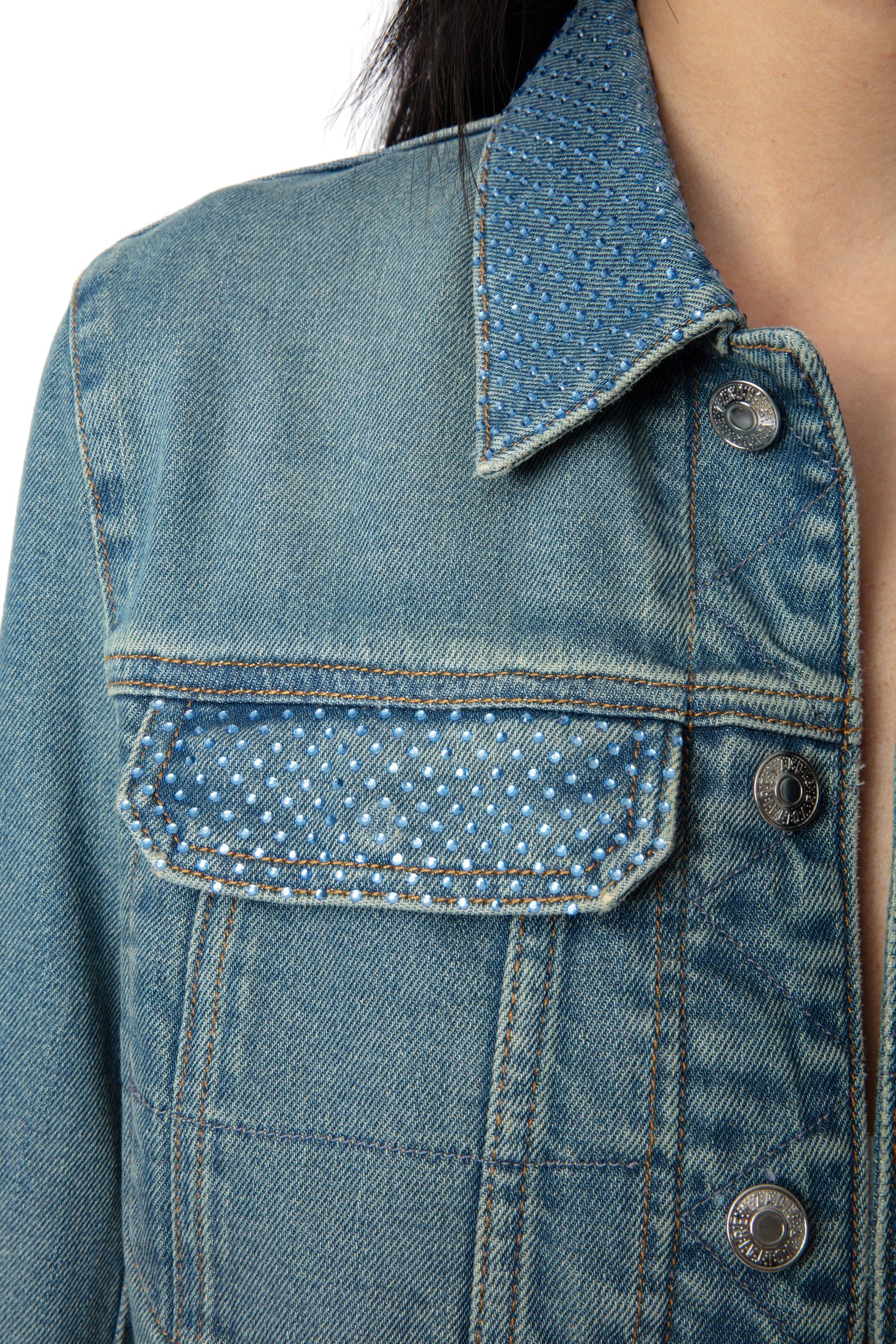 Kioky Denim Eco Strass Jacket | Light Blue - Image 3