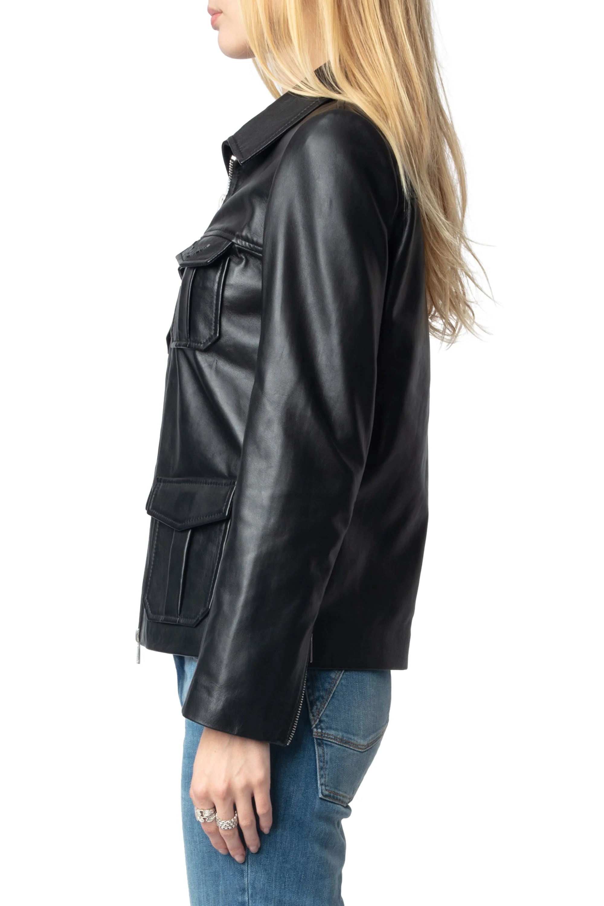 Lienna Cuir Lisse Jacket | Black - Image 3