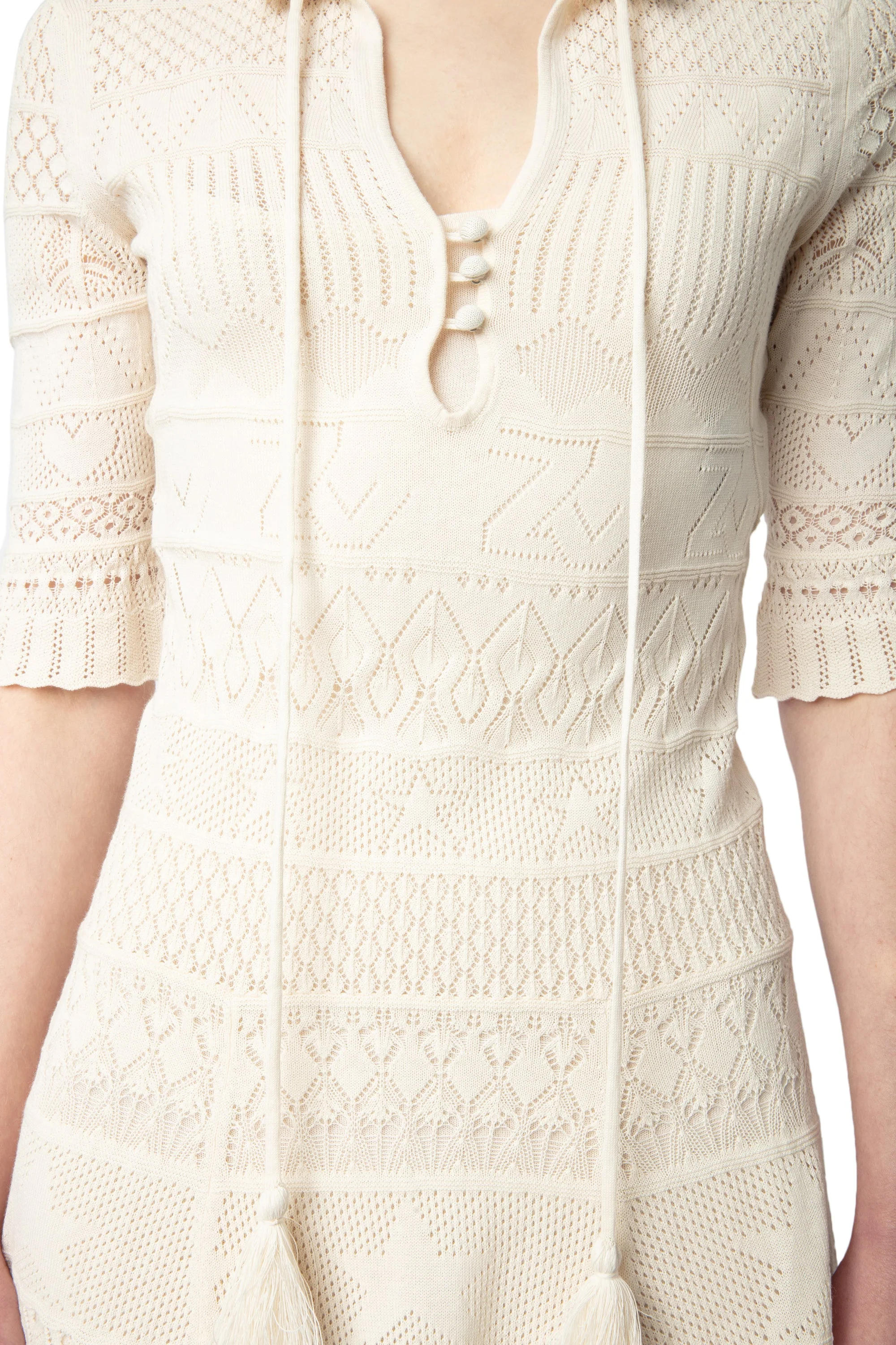 Memphisa CO Pointelle Dress | Ecru - Image 3