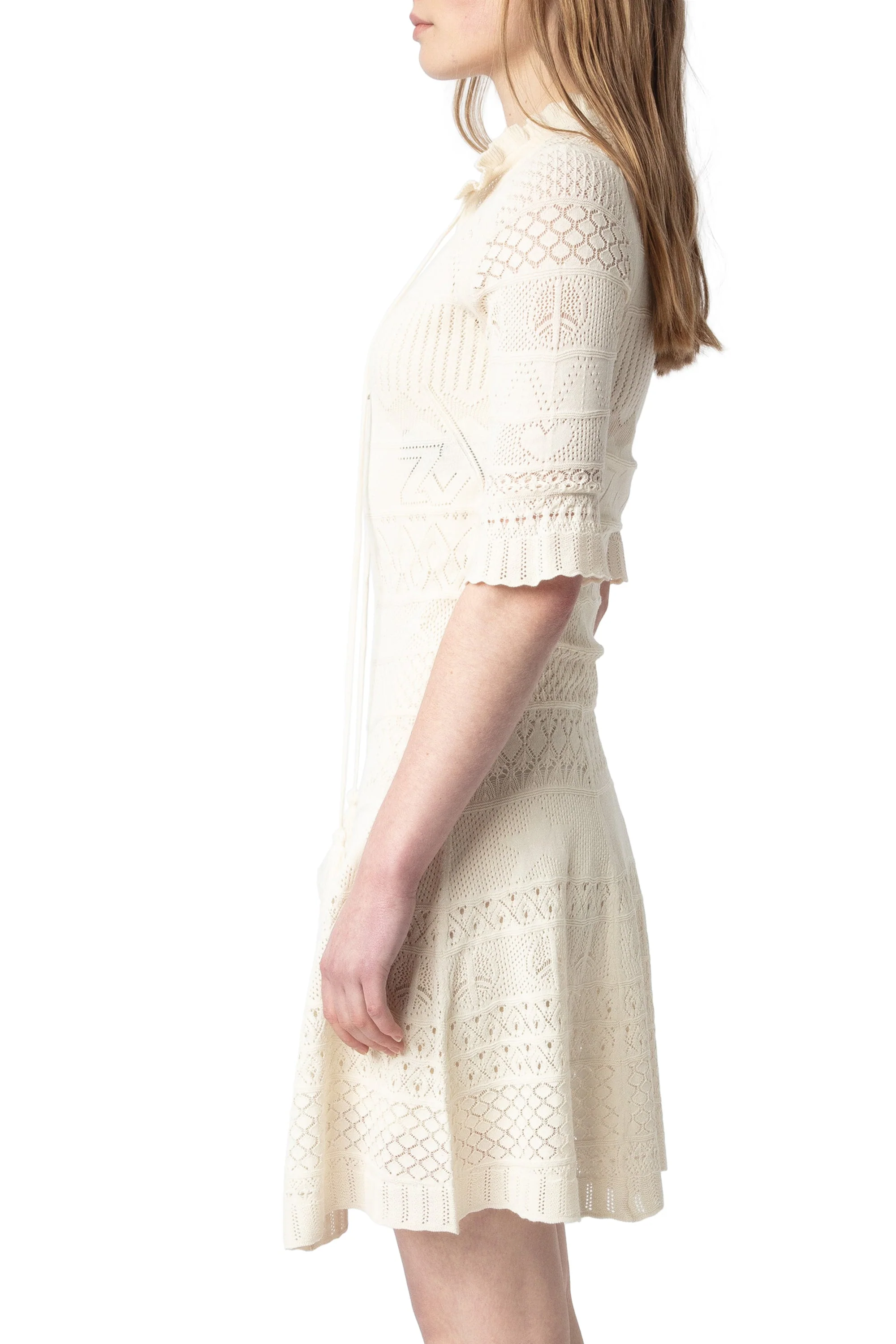 Memphisa CO Pointelle Dress | Ecru - Image 4