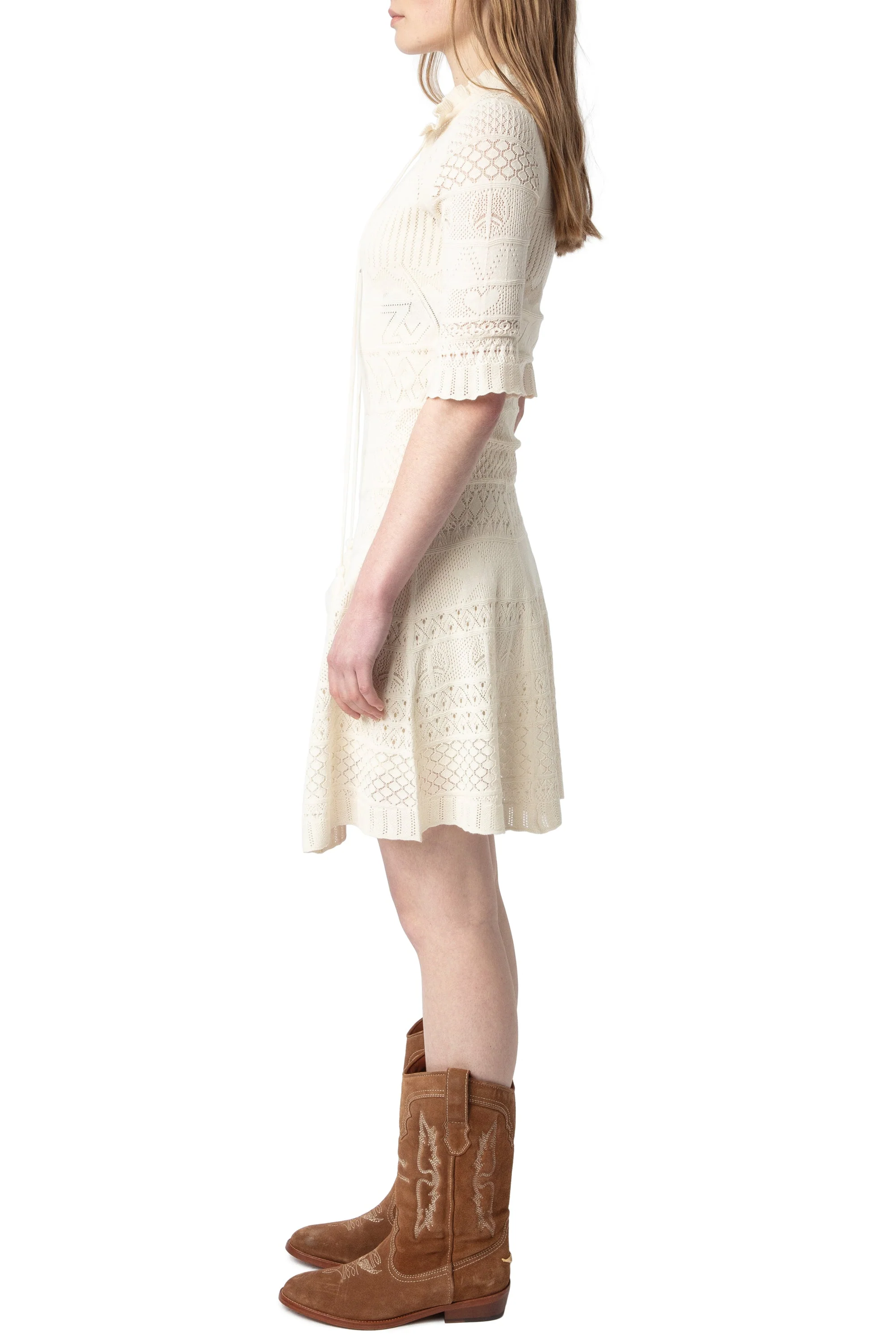 Memphisa CO Pointelle Dress | Ecru - Image 5