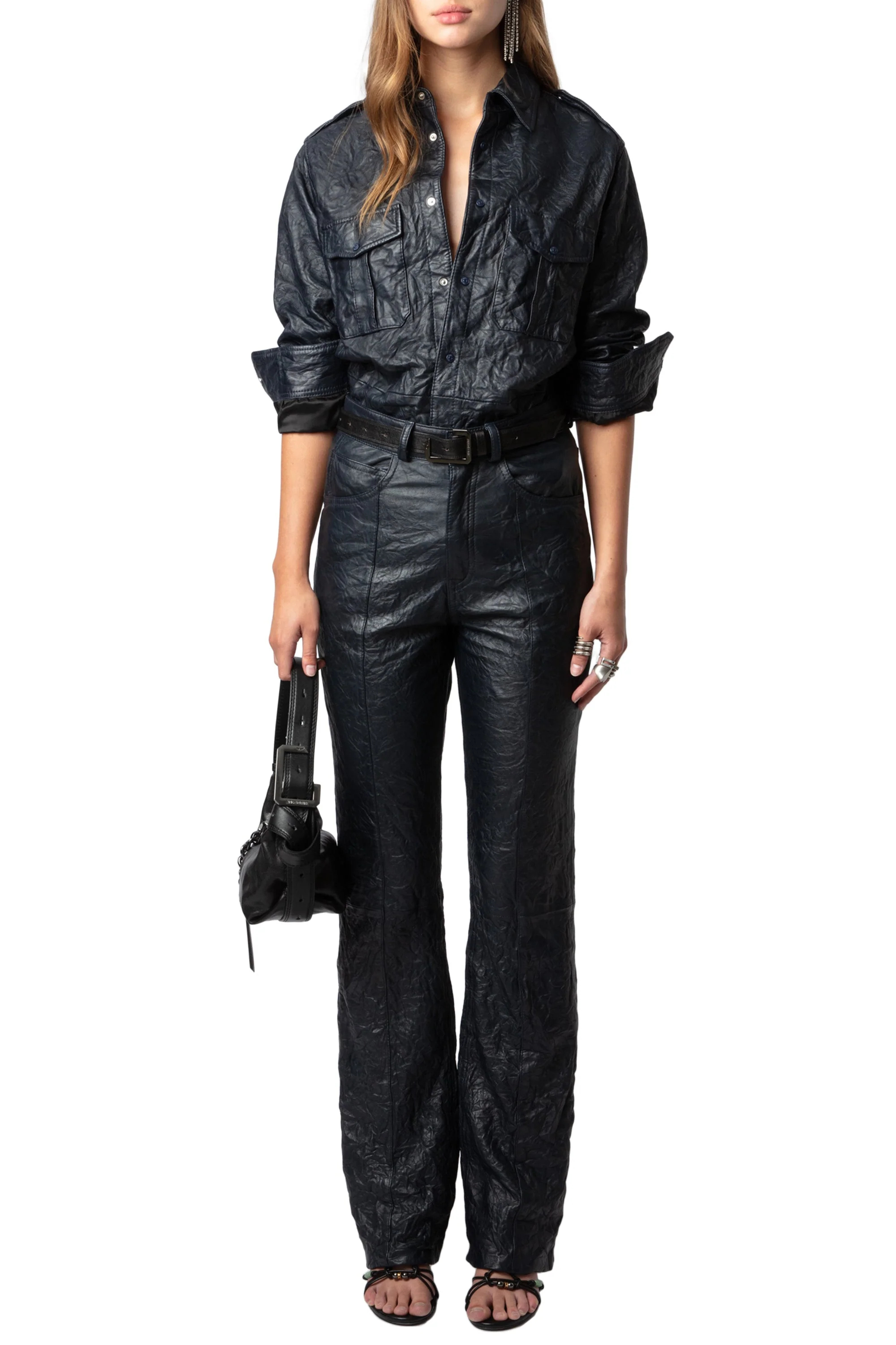 Poete Cuir Froisse Pants | Ink - Image 2