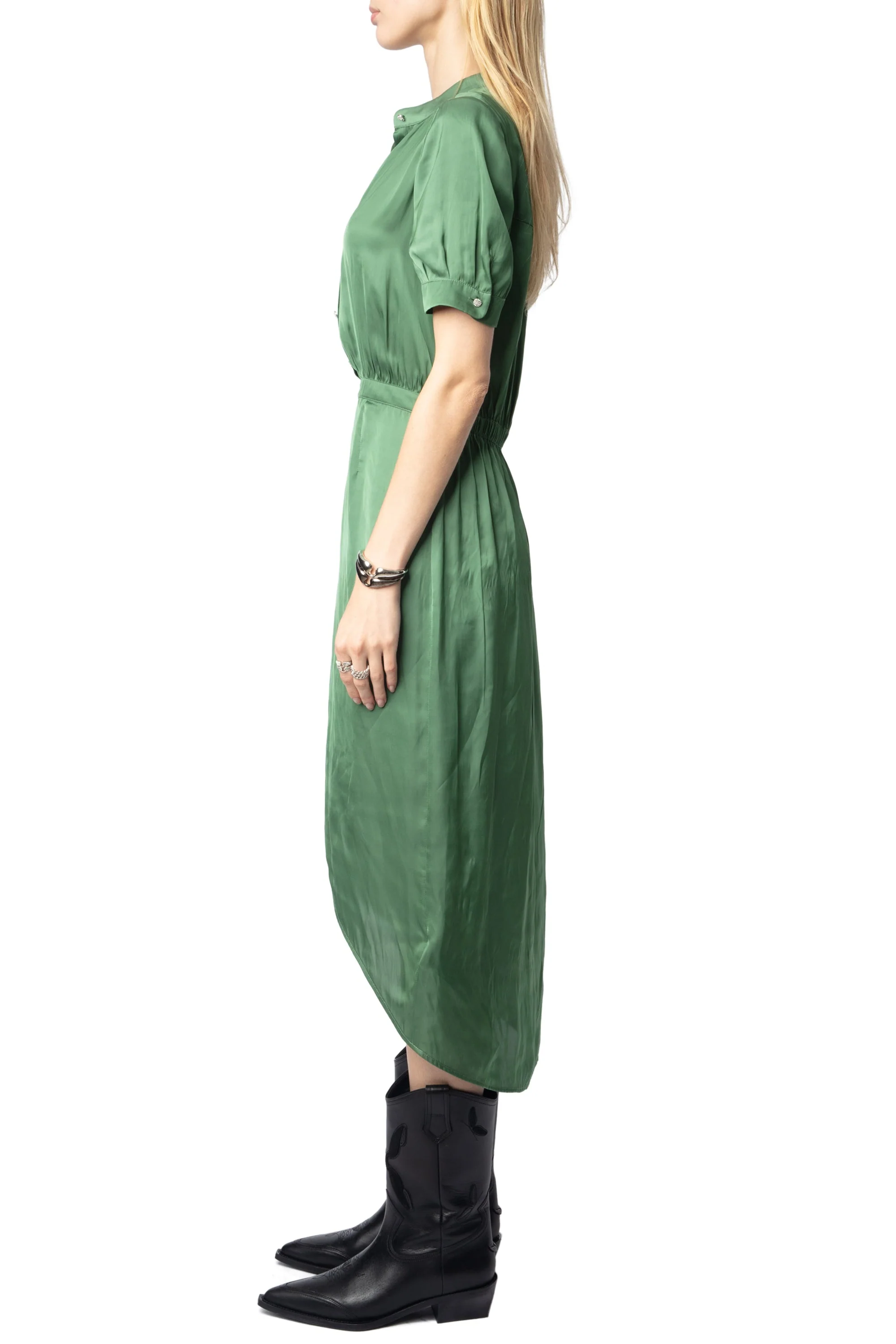 Rimaz Satin Dress | Coriander - Image 3