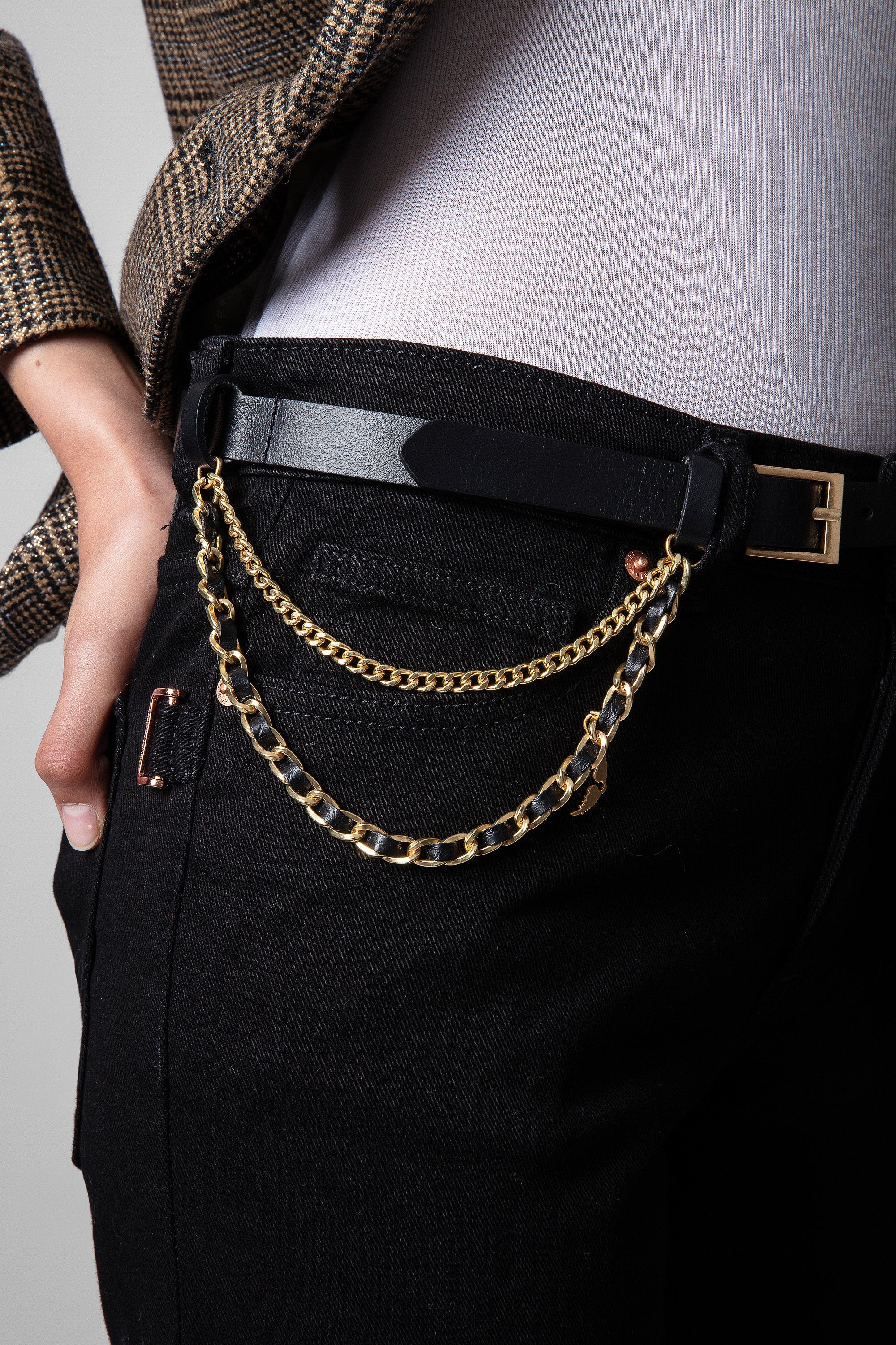 Rock Chain Belt Leather Belt | Black - Image 5