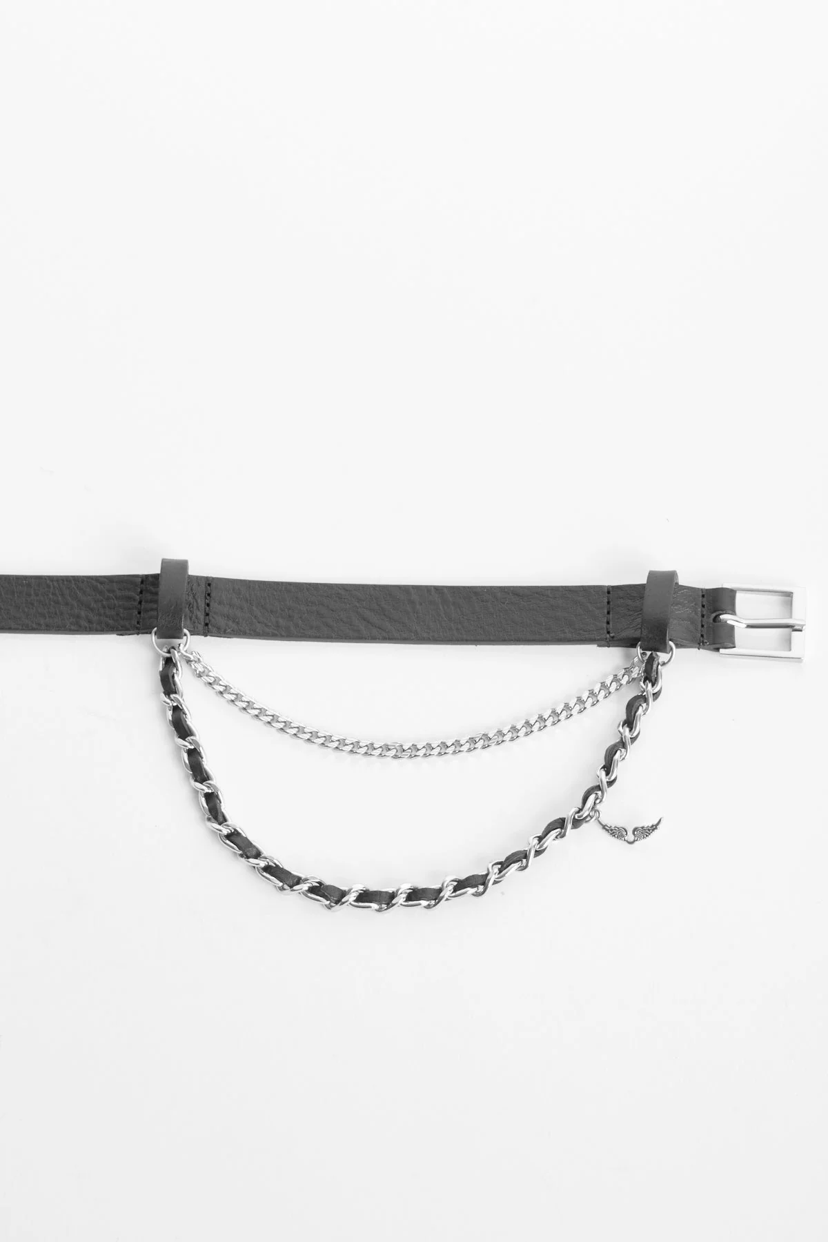Rock Chain Belt Leather Belt | Black/Silver - Image 2