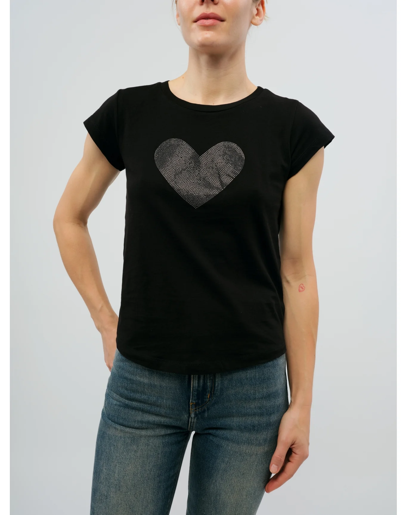 Skinny HC Heart Strass T-Shirt | Black - Image 2
