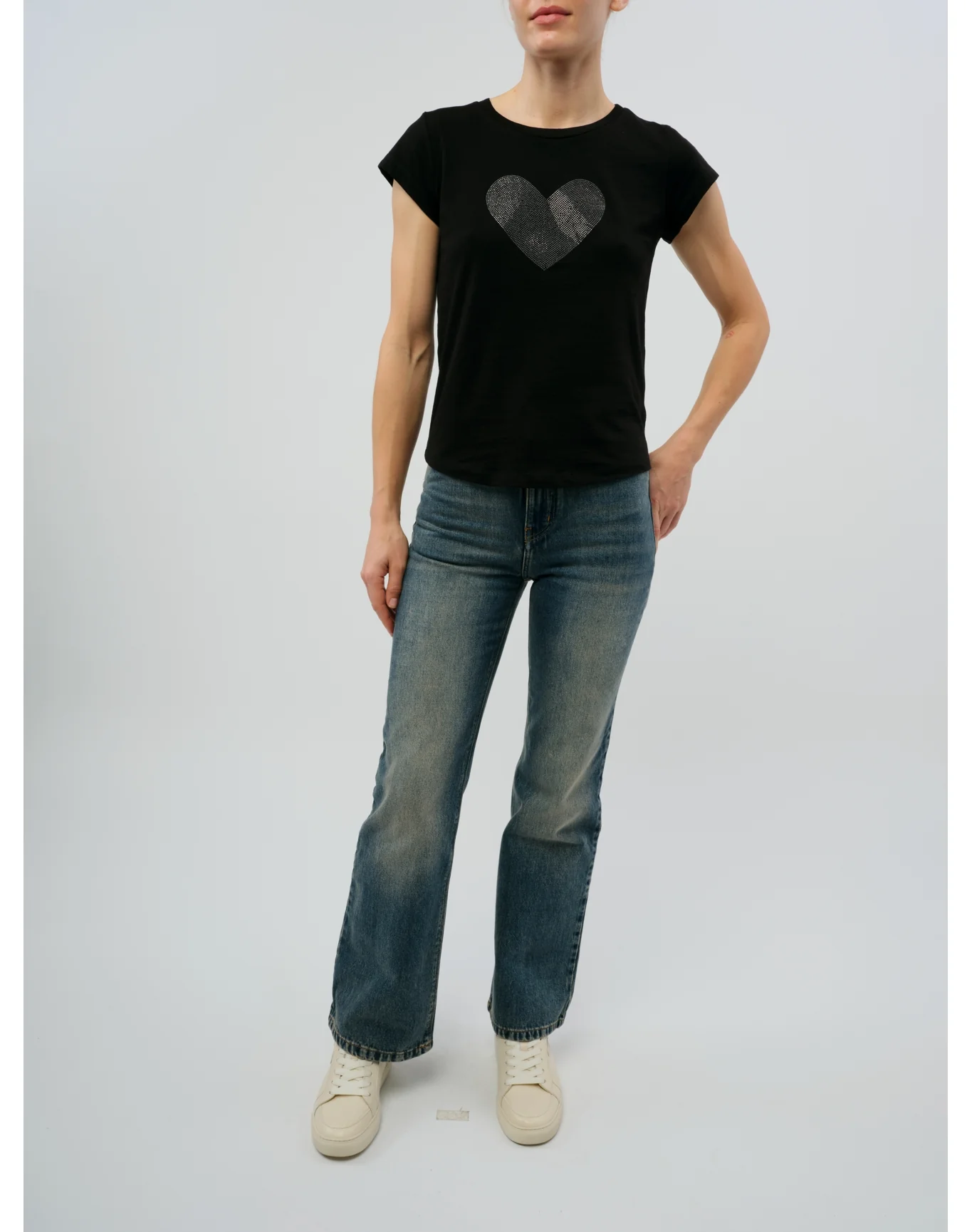 Skinny HC Heart Strass T-Shirt | Black - Image 3
