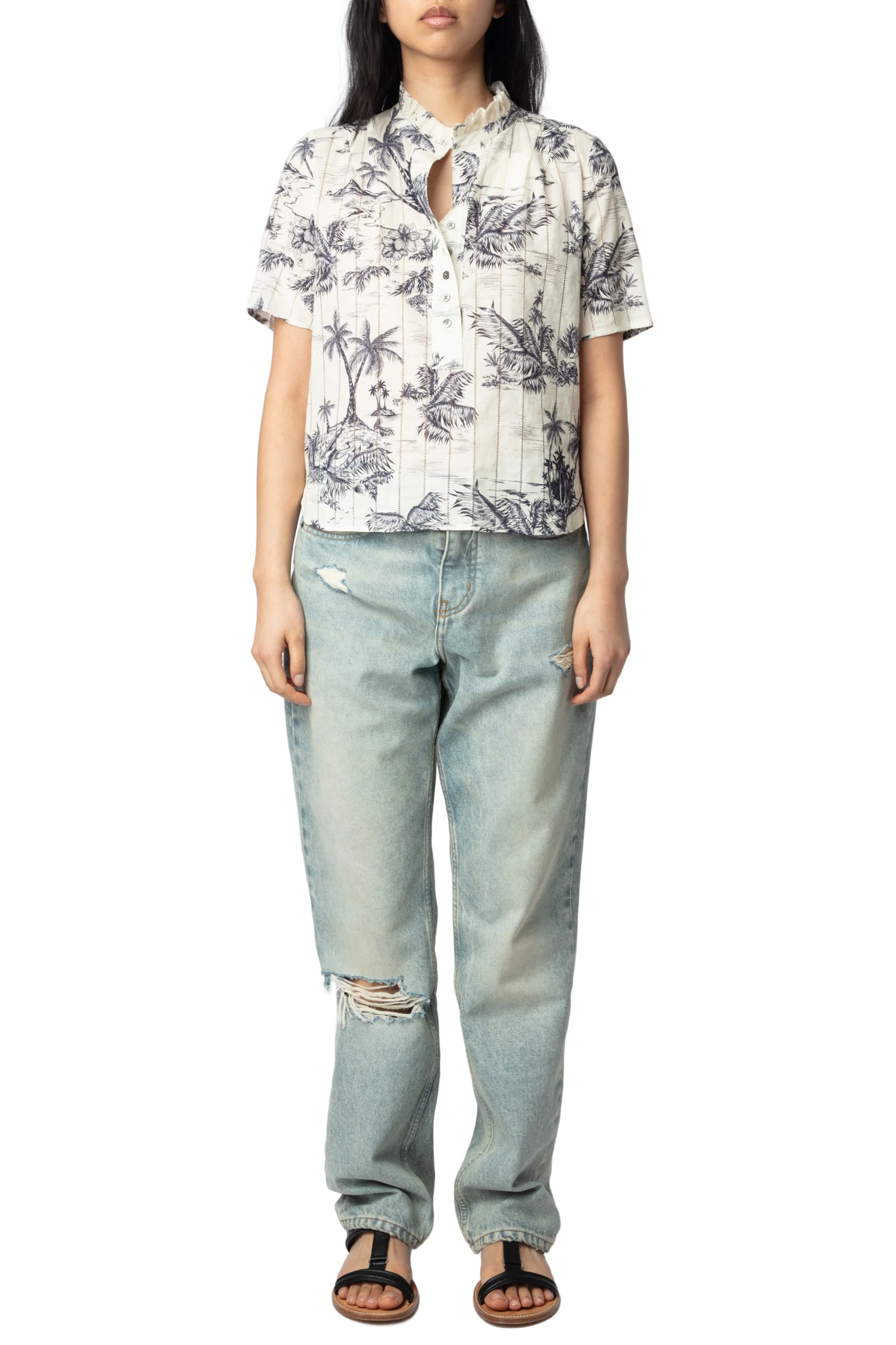 Topher Coton Tropical Island Top | Ecru - Image 2