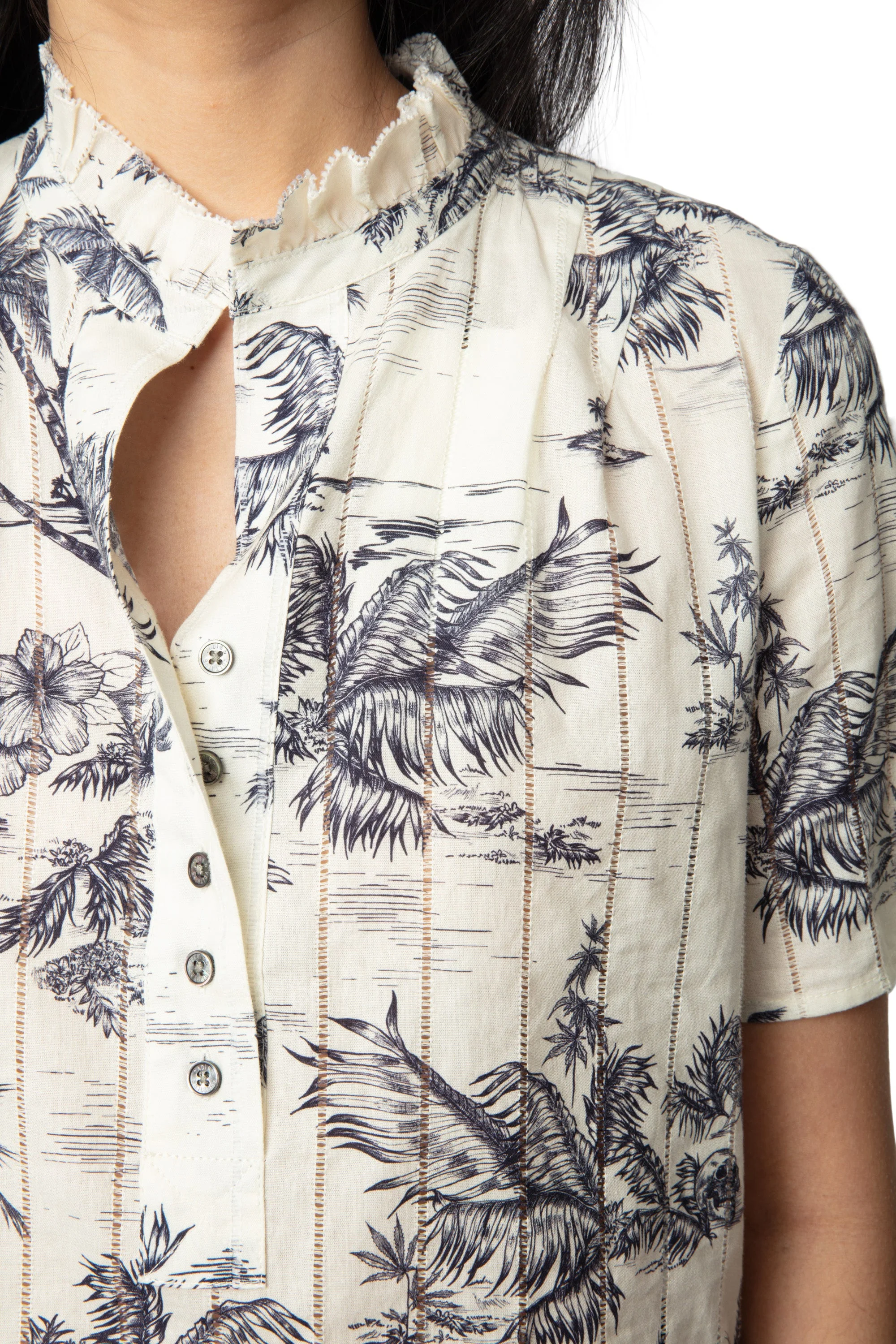 Topher Coton Tropical Island Top | Ecru - Image 3