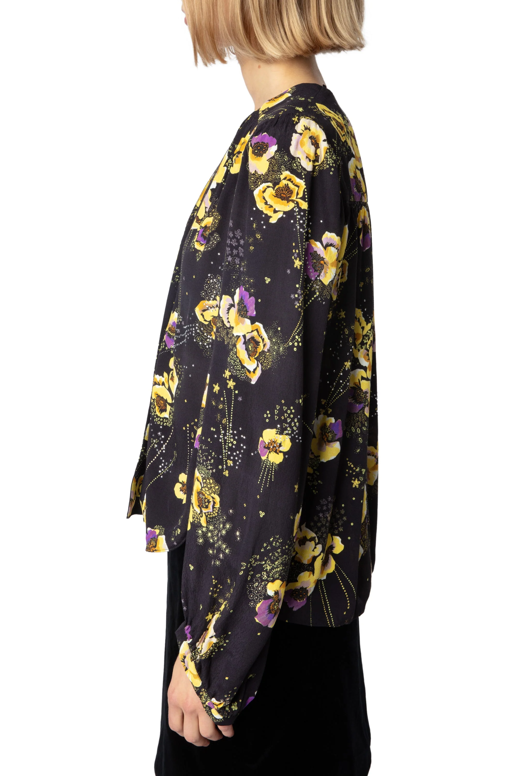 Turin Crepe Yoko Strass Shirt | Black - Image 3