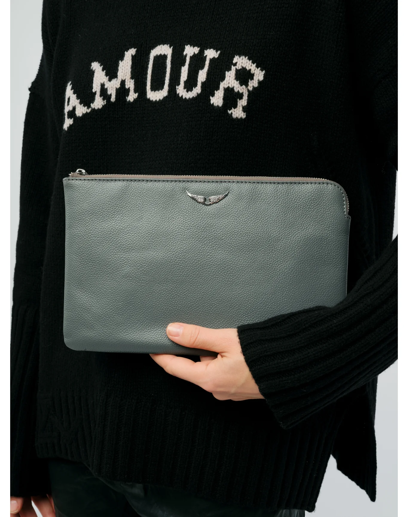 Uma Wings Grained Leather Small Pouch | Road - Image 3