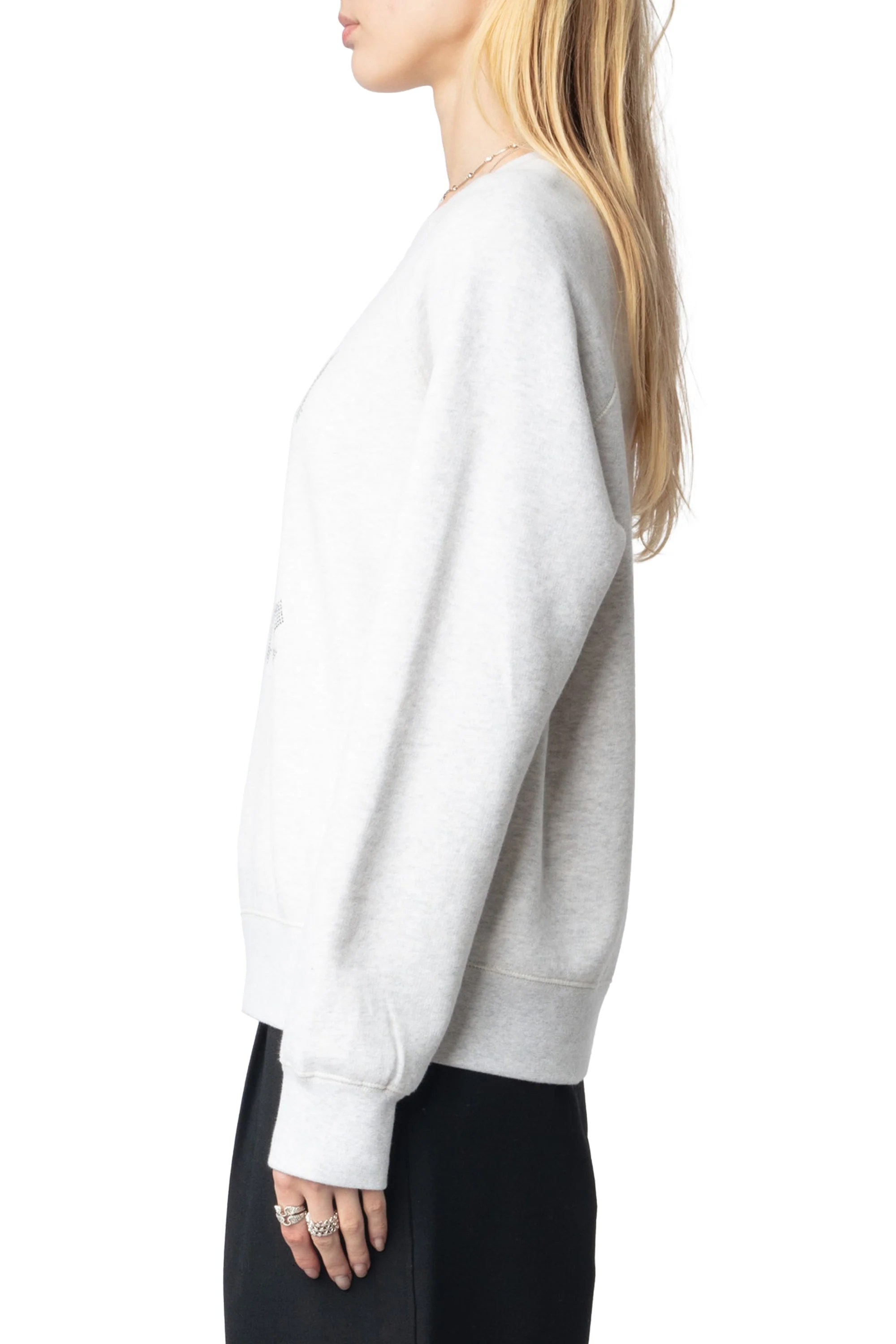 Upper Mo Call Me Cherie Strass Sweatshirt | Light Heather Grey - Image 4