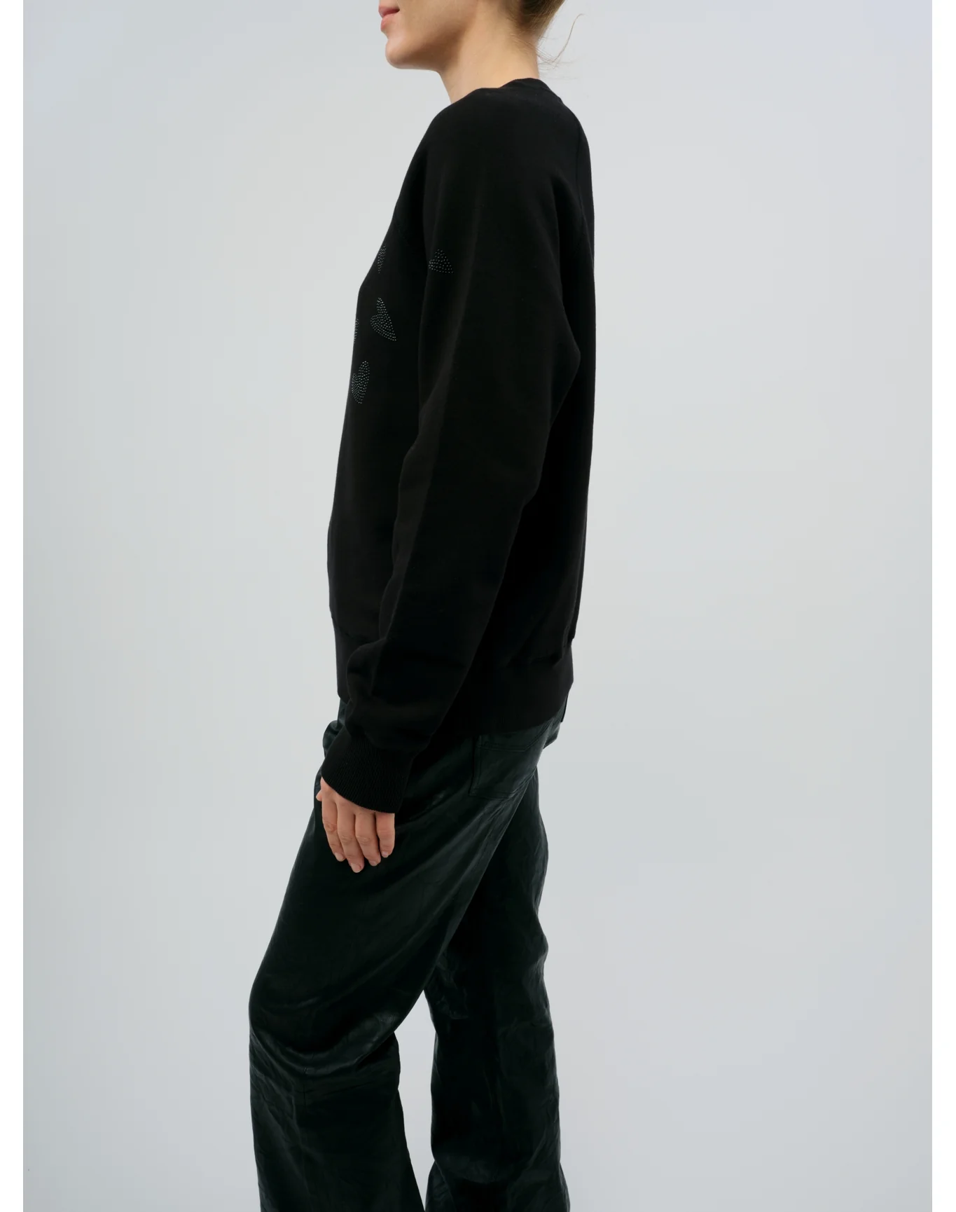 Upper Mo Rain Strass Heart Sweatshirt | Black - Image 4
