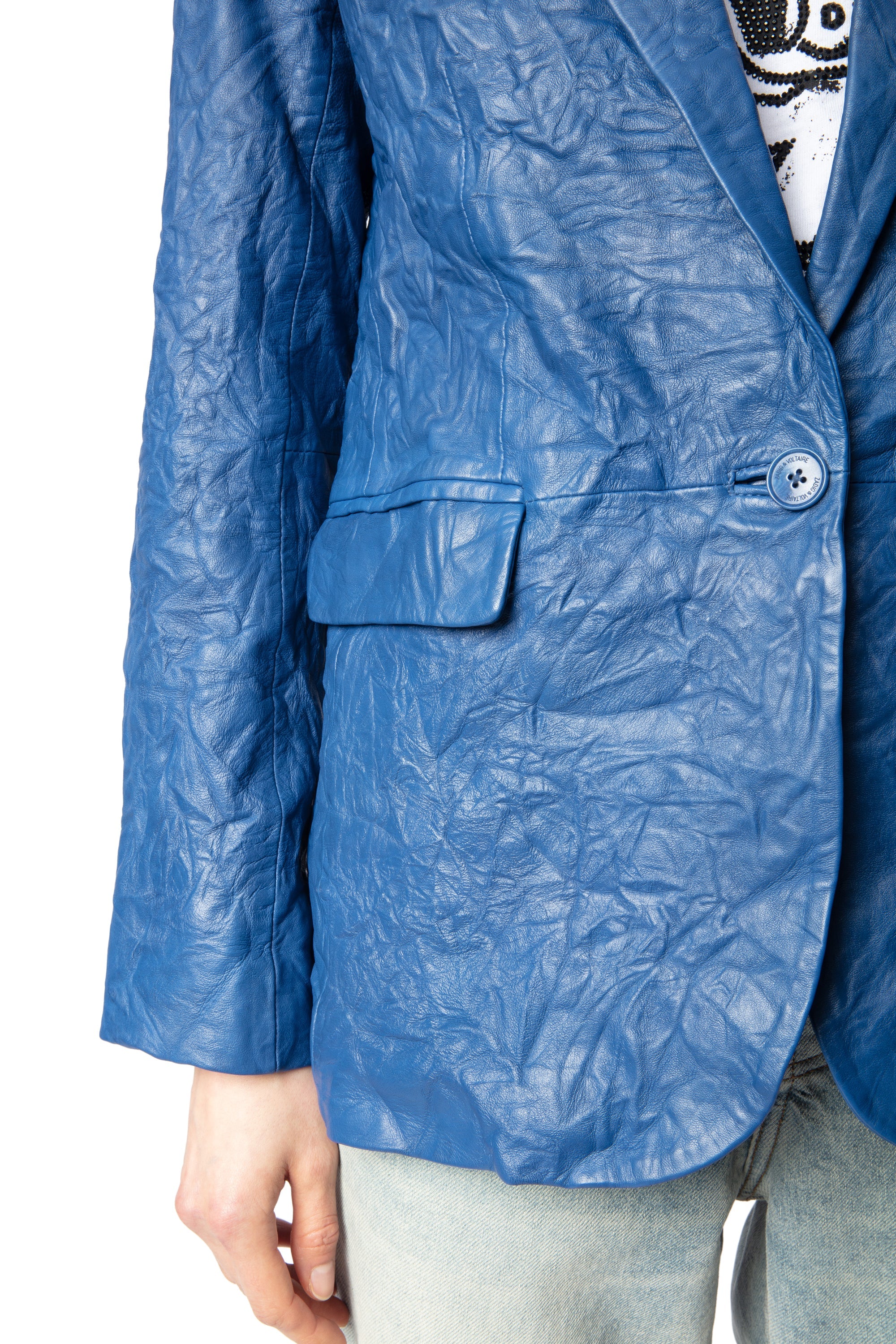 Valse Cuir Froisse Blazer | Surf - Image 4