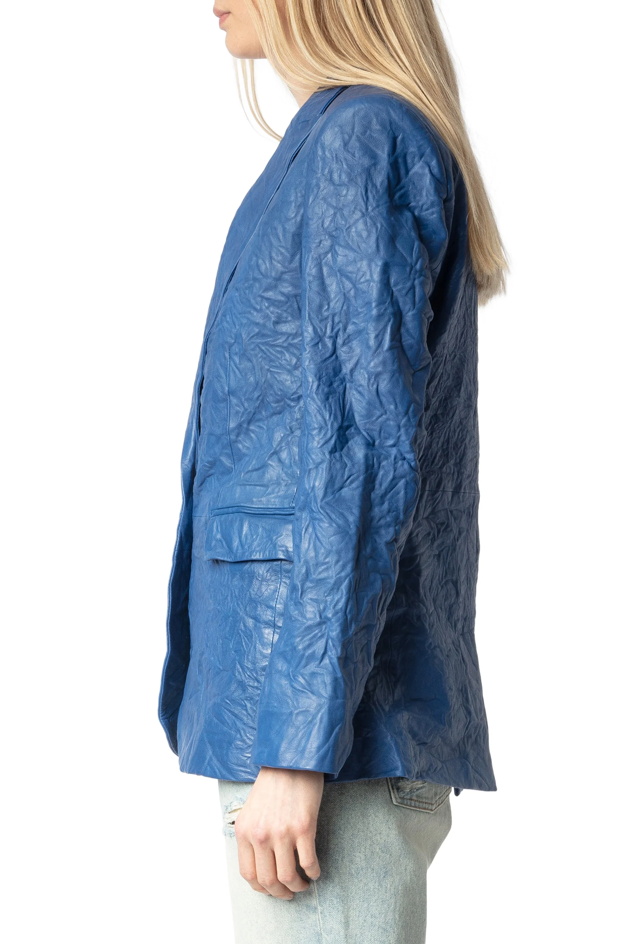 Valse Cuir Froisse Blazer | Surf - Image 5