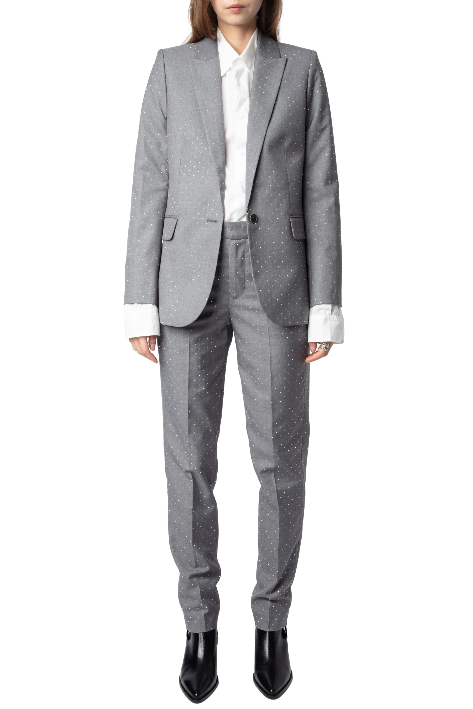 Vavy Tailleur Strass Show Blazer | Heather Grey - Image 2