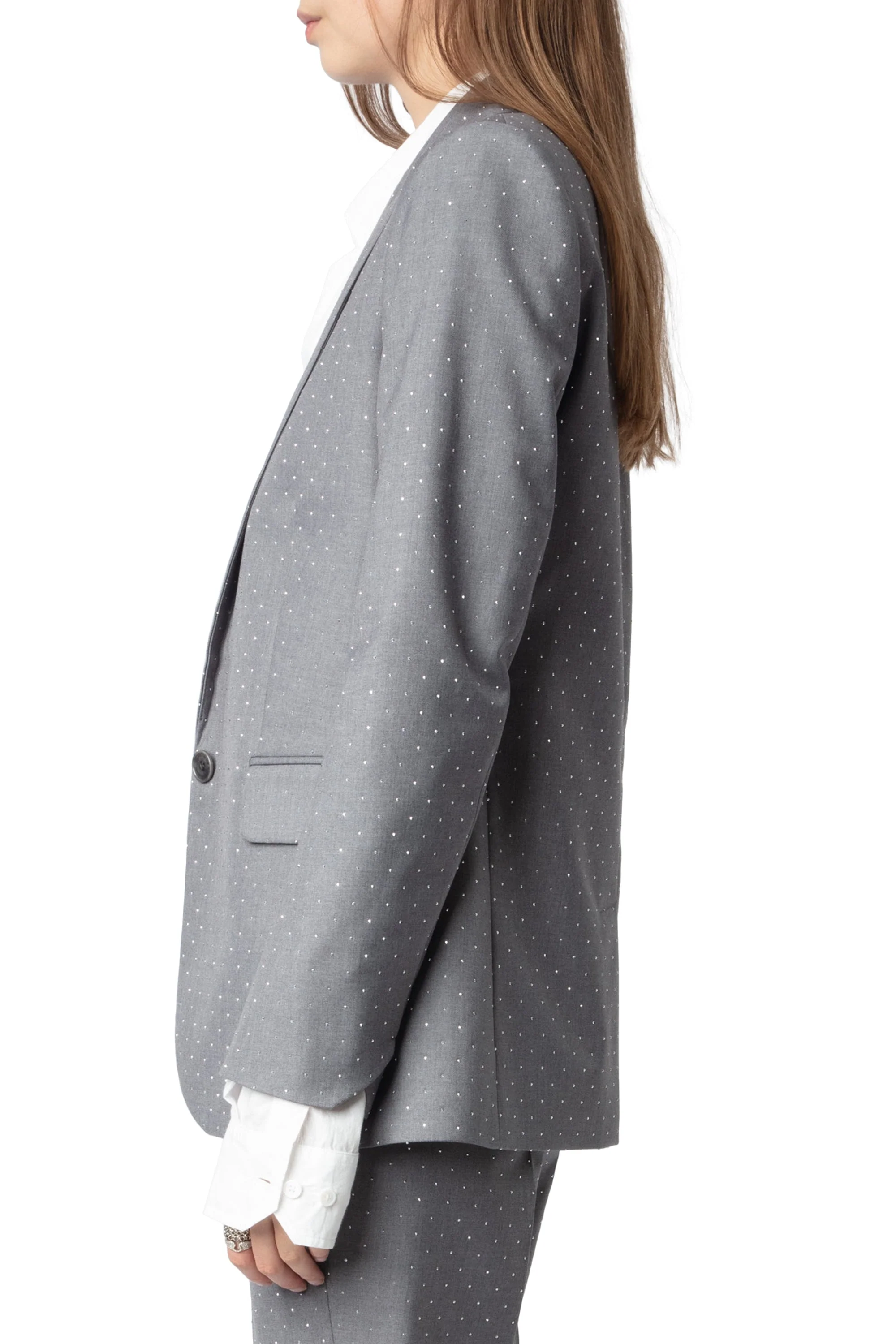 Vavy Tailleur Strass Show Blazer | Heather Grey - Image 3