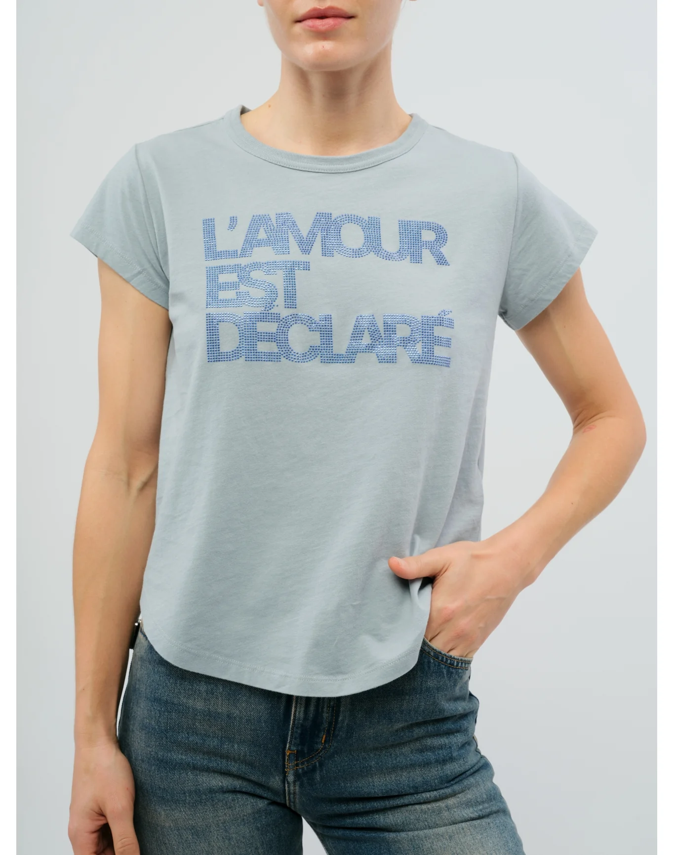 Woop HC Amour Declare Strass T-Shirt | Cloud - Image 2
